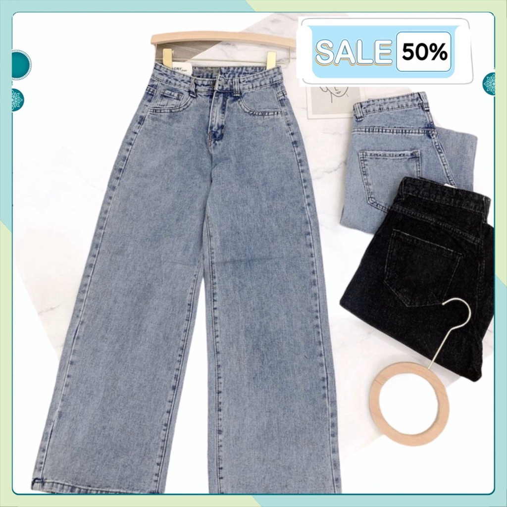 Quần jean nữ nam ống rộng cạp cao ulzzang quần bò nữ nam baggy ống rộng phong cách thời trang đường phố mùa hè | BigBuy360 - bigbuy360.vn