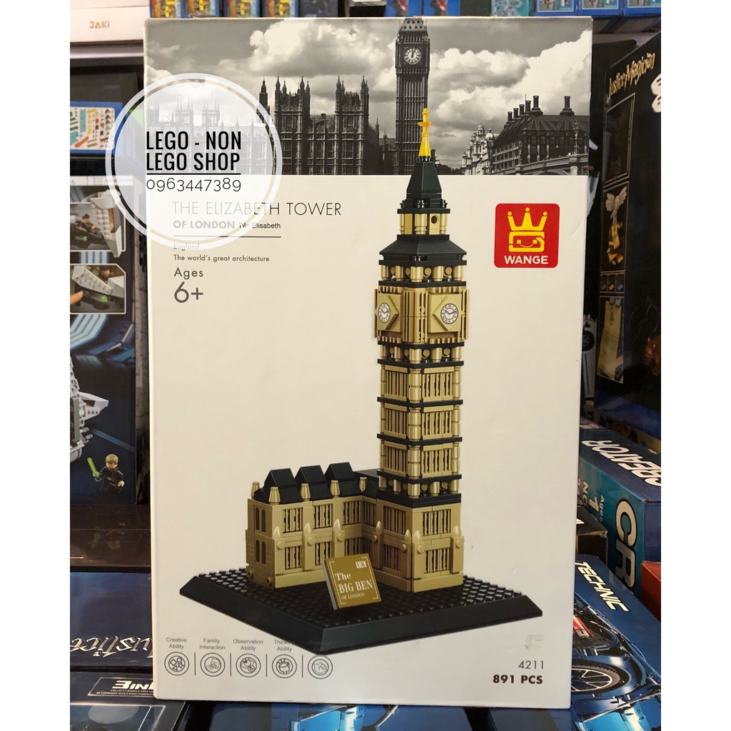 Lego - Wange 4211 ( Lắp Ghép Kì Quan Tháp Elizabeth Tháp Big Ben 891 Mảnh )