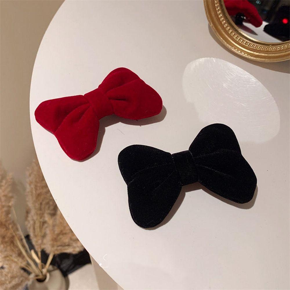 Kẹp Tóc Nơ Vải Nhung Họa Tiết Hình Học Phong Cách Vintage Thời Trang Thu Đông Cho Nữ