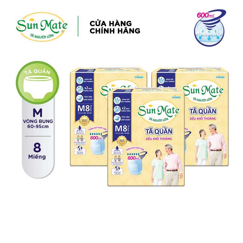 Combo 3 Tã Quần Siêu Khô Thoáng SunMate M08