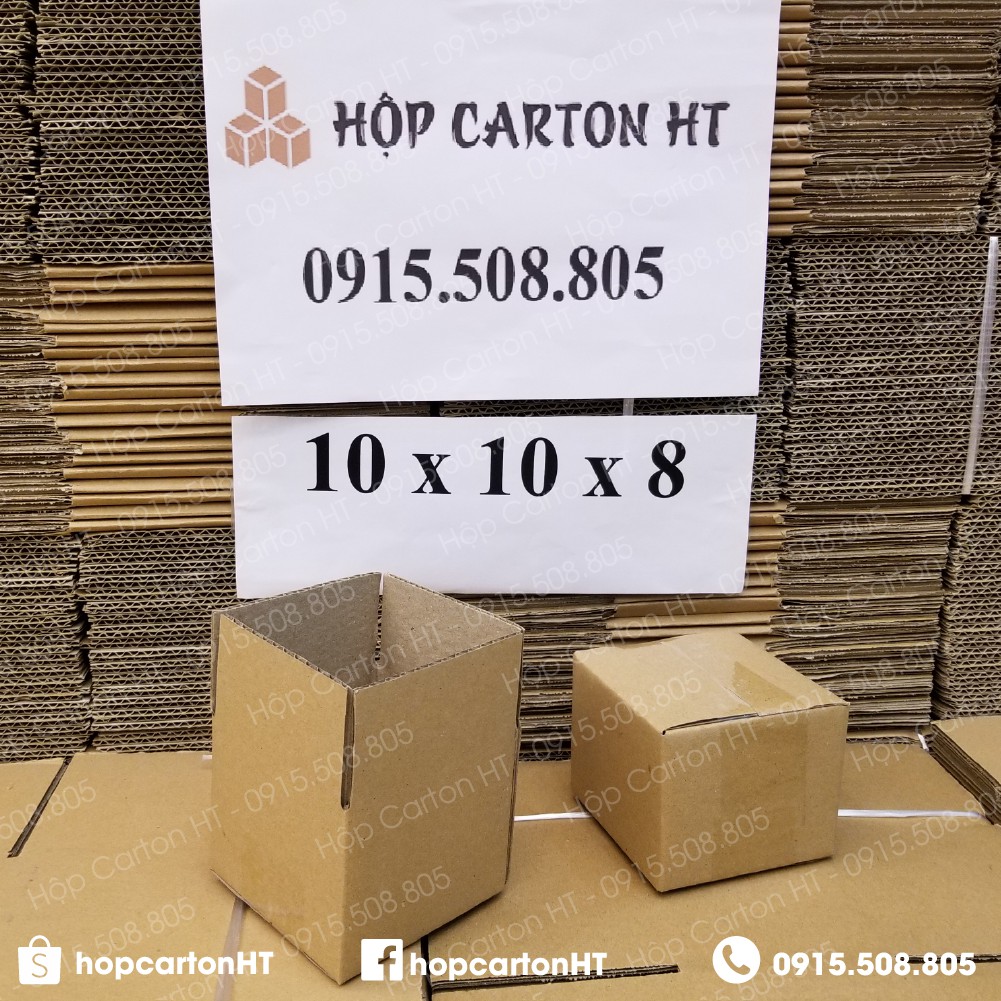 10x10x8 Combo 100 Hộp Giấy Gói Hàng Đóng Phụ Kiện Nhỏ Chất Liệu Bìa Carton 3 Lớp - Hộp Carton HT