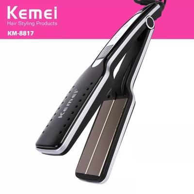 Máy Kẹp Làm Thẳng Tóc Bản Lớn Màn Hình LCD Chỉnh Nhiệt Cao Cấp Kemei Km 8817