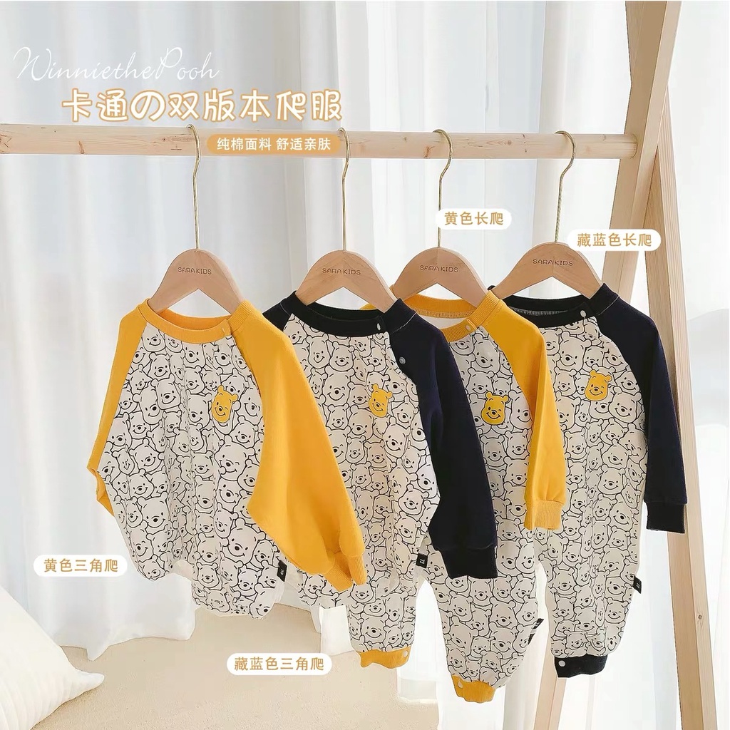 Áo liền quần tay dài in họa tiết gấu dễ thương thời trang dành cho trẻ em