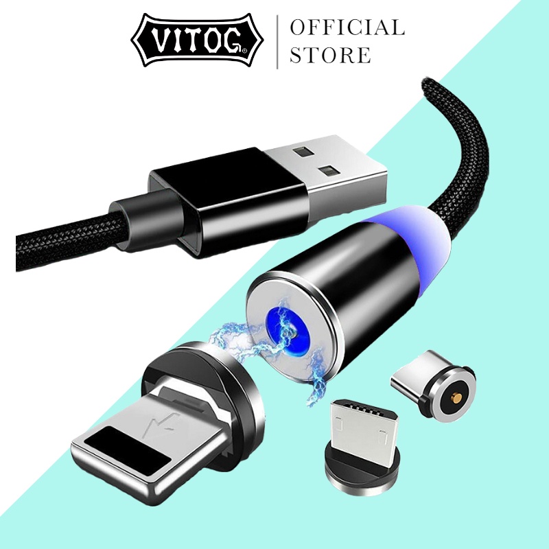 Cáp sạc Vitog từ tính Micro USB Type C dài 1m cho Iphone/ Android