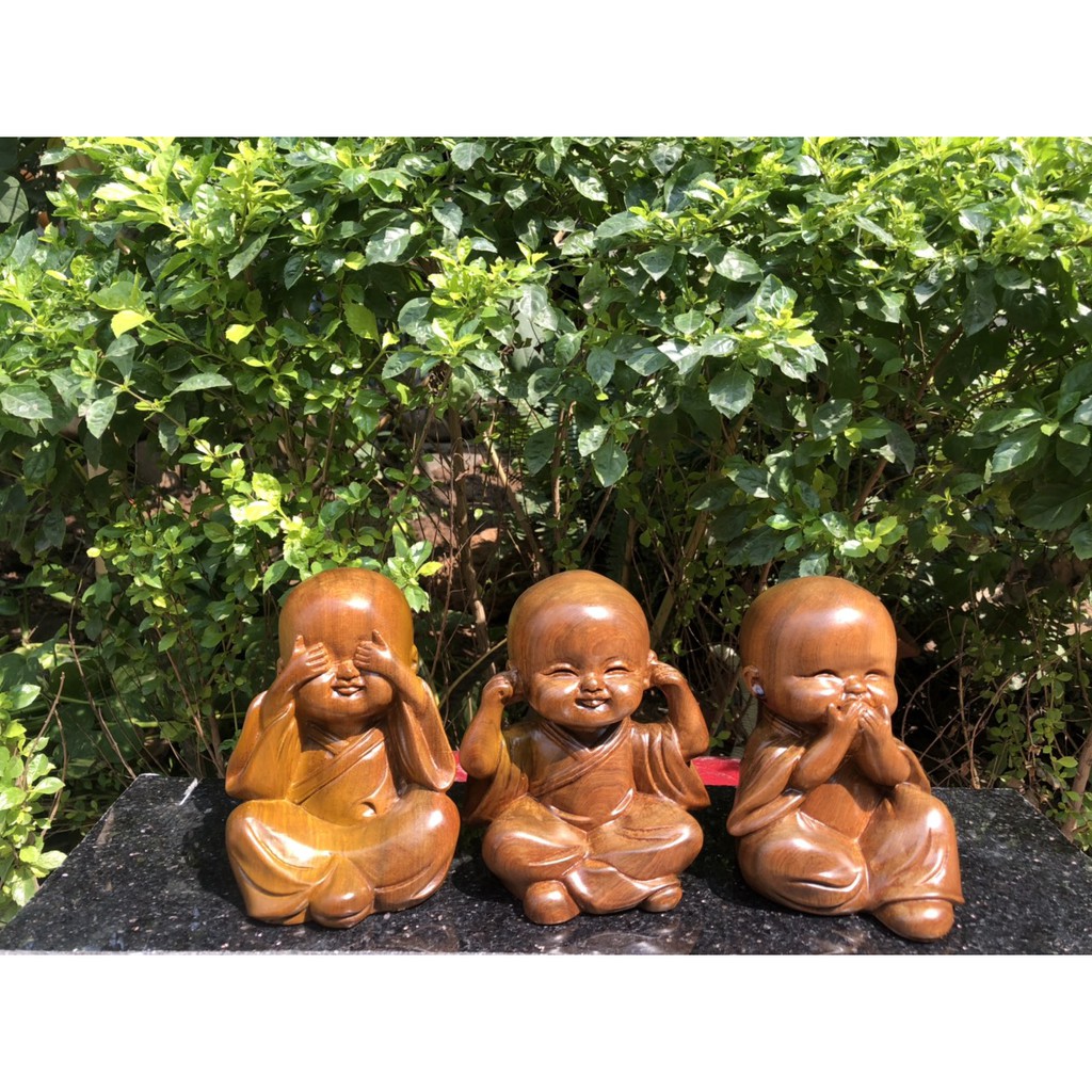 Tượng Gỗ 3 Chú Tiểu Không Nói Không Nghe Không Làm Xấu