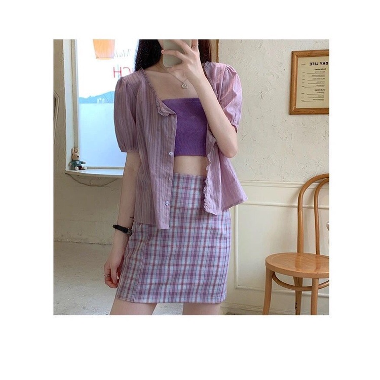 MS239 Áo 2 dây bún len tăm croptop