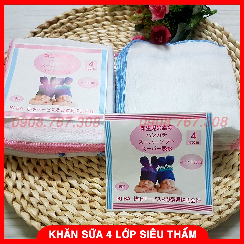 [GÓI 10 CHIẾC] Khăn Sữa 4 Lớp Siêu Thấm - Khăn Sữa Xô 4 Lớp - BTT00553