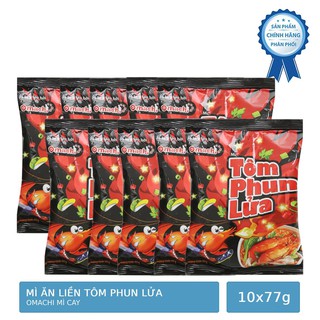 10 Gói Mì Tôm Omachi Siêu Cay Tôm Phun Lửa 77g