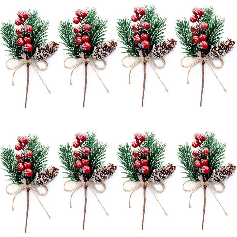 Bộ 5 Quả Thông Đỏ Và Trái Cây Nhân Tạo Trang Trí Giáng Sinh DIY