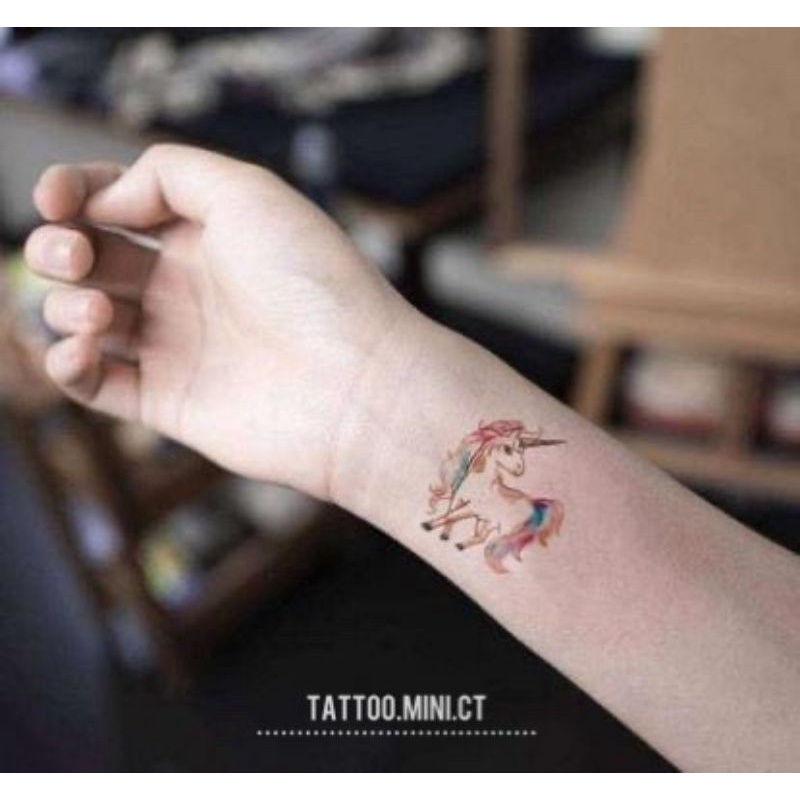 Hình xăm thần mã c08. Xăm dán tatoo mini tạm thời, size &lt;10x6cm