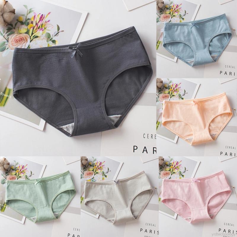 Women Solid Color Cotton Middle Waist Bow Briefs | WebRaoVat - webraovat.net.vn