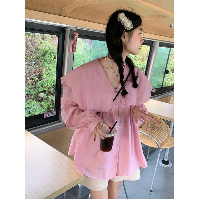 Áo Sơ Mi Tay Dài Dáng Rộng Thời Trang Mùa Xuân Xinh Xắn Cho Nữ