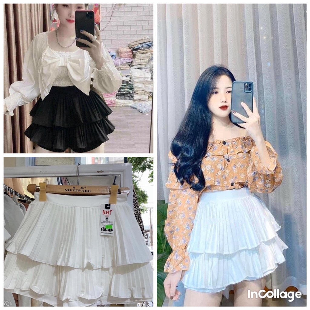 [ FREE - SHIP 50K ]  Chân váy bèo 2 tầng cạp khóa hàng loại 1 [ có ảnh+ video tự quay ] | BigBuy360 - bigbuy360.vn