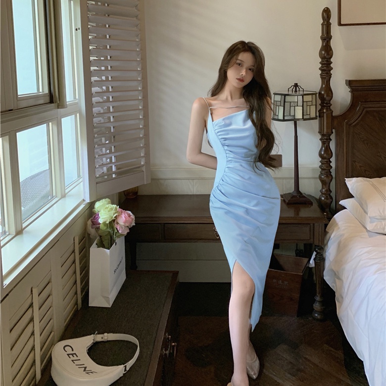Đầm midi Perty thiết kế xẻ tà phong cách Hàn Quốc thời trang quyến rũ cho nữ
