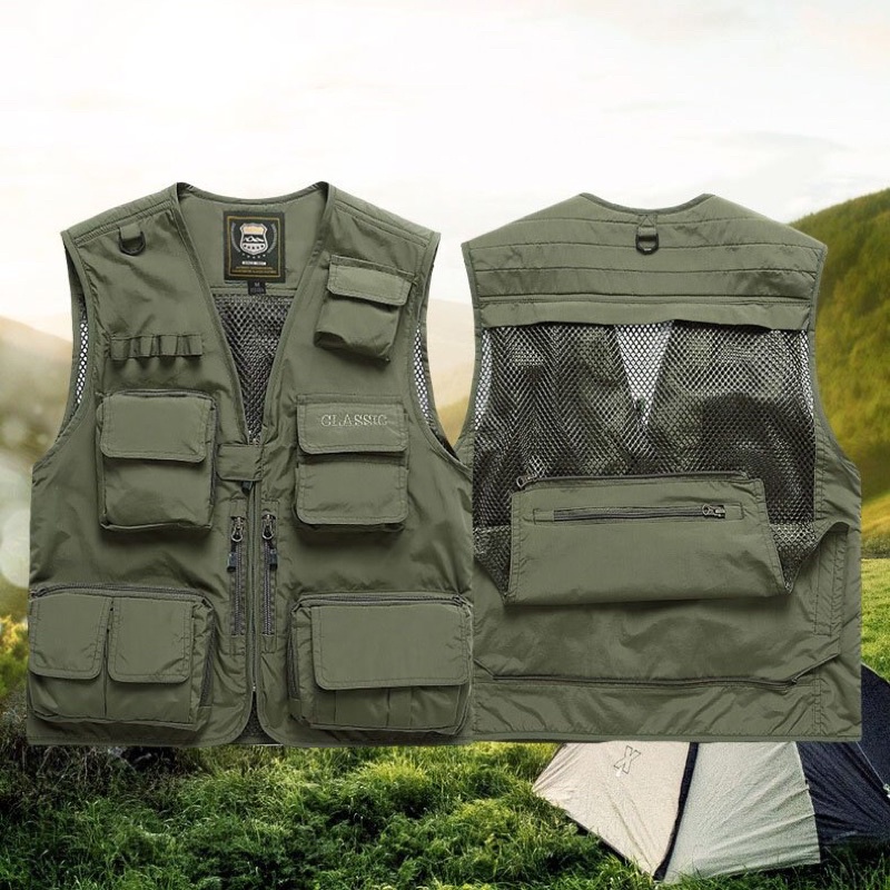 Áo gile nhiều túi đi phượt đi câu chụp ảnh