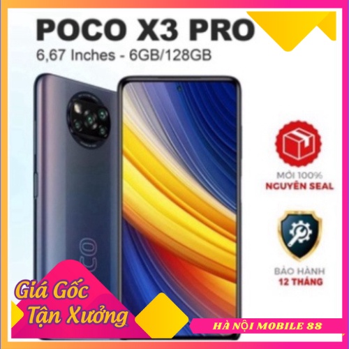 Điện thoại Xiaomi POCO X3 Pro-RAM: 6 GB Bộ nhớ trong: 128 GB-Màn hình: IPS LCD6.67"Full HD+