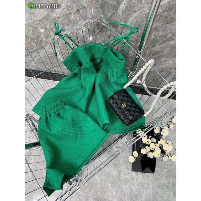 [Shop bigsize nữ 50kg đến 90kg] Set áo dây mix quần short