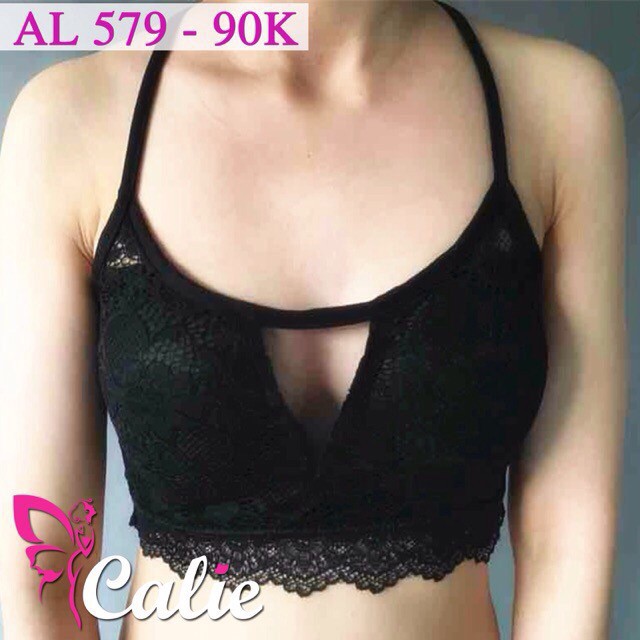 👑Áo Bralette ren cổ yếm phá cách với thiếu kế cách điệu phần dây lưng tạo điểm nhấn bắt mắt