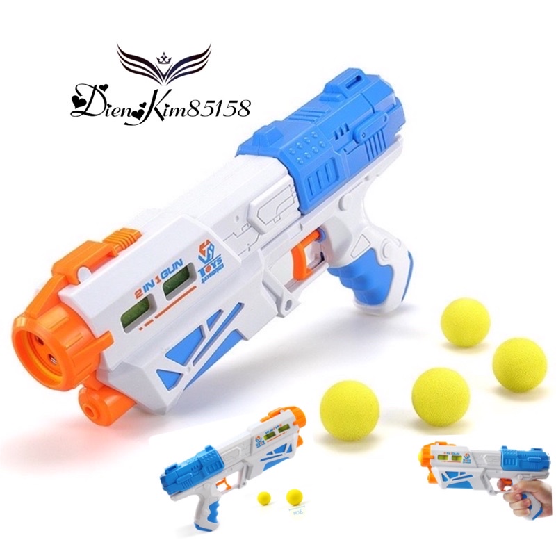 Đồ chơi nerfgun 2in1 hít xốp tròn tập làm police