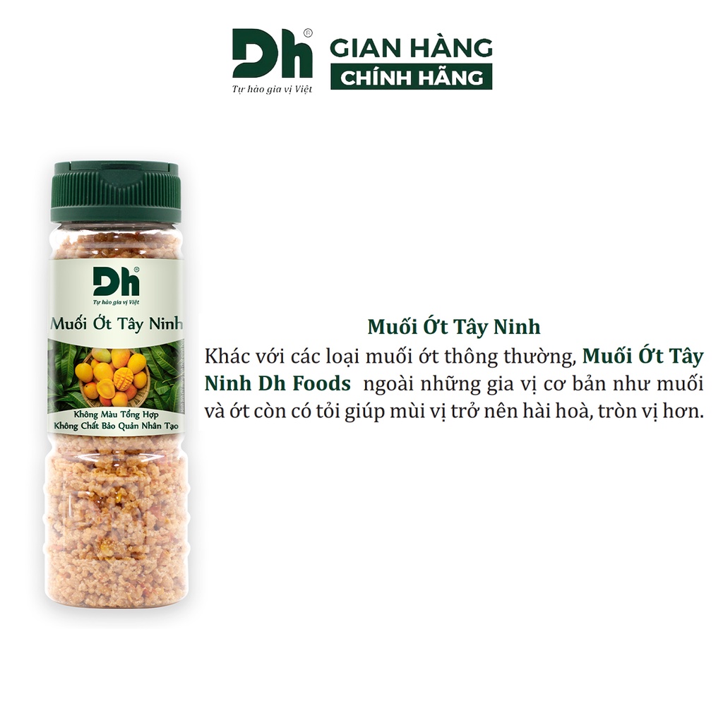 Muối ớt Tây Ninh DH Foods hạt to gia vị chấm hoa quả loại 1 thơm ngon 60/80/110gr