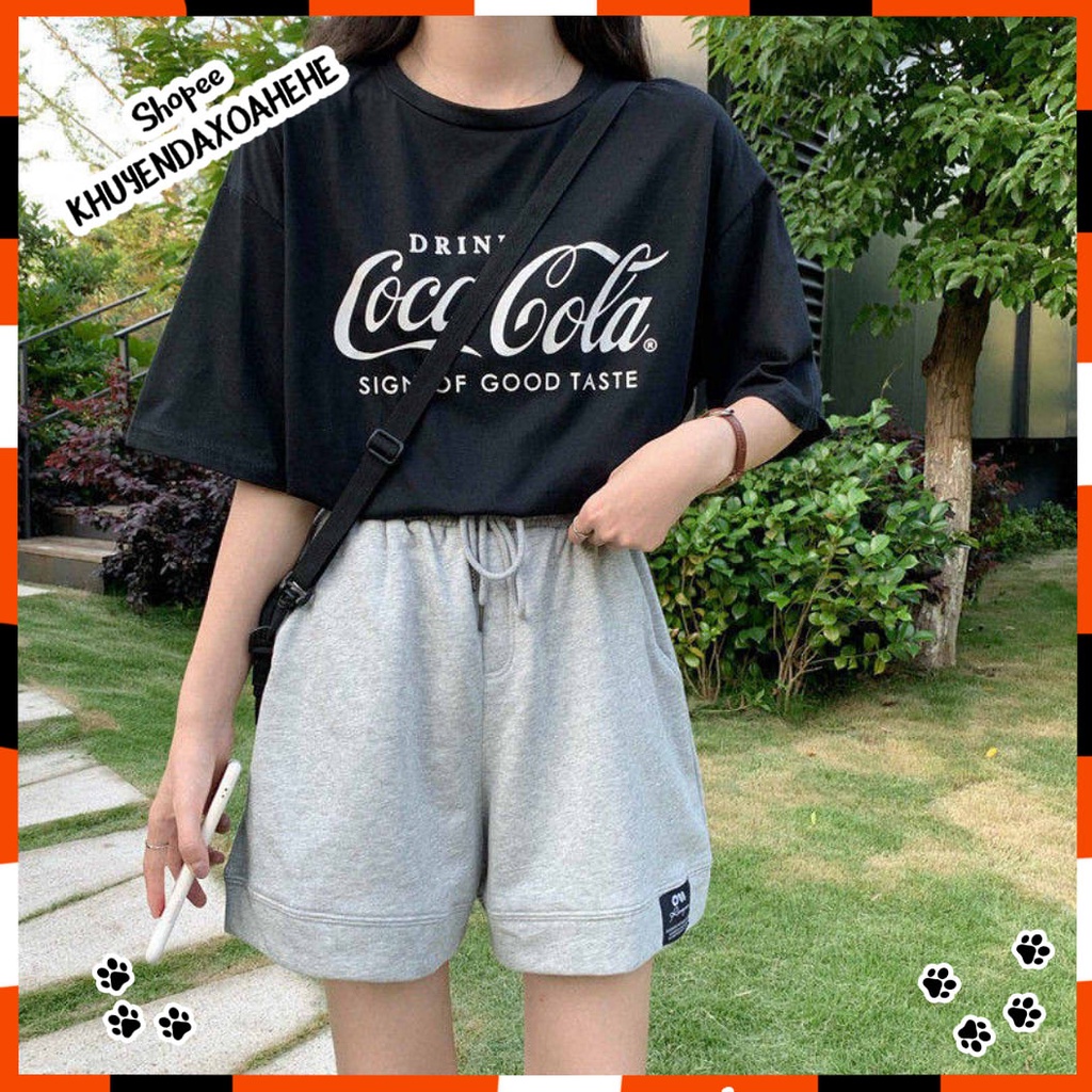 SUQ001 Quần sooc đùi ngắn dây rút đen xám nam nữ ống rộng Ulzzang Quần short dải Unisex cạp chun đẹp Hàn Quốc cute teen