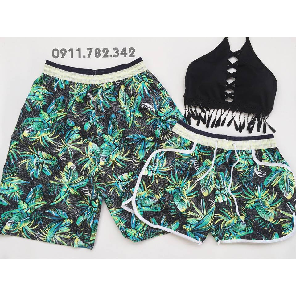Quần đi biển gia đình chất cotton lụa nhiều hoa quần đùi đi biển 23thang9 boutique