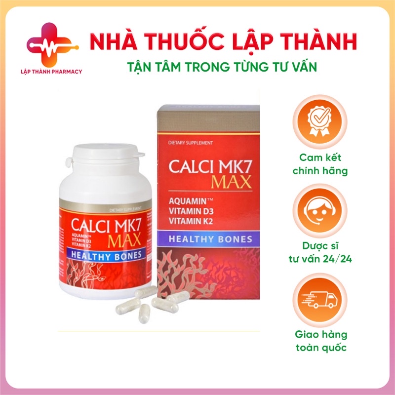 Canxi Tảo Đỏ Tự Nhiên CALCI MK7 Max, Bổ Sung Calci Phụ Nữ Có Thai, Cho Con Bú,Trẻ Nhỏ hộp 60 viên, nhập khẩu Ba Lan