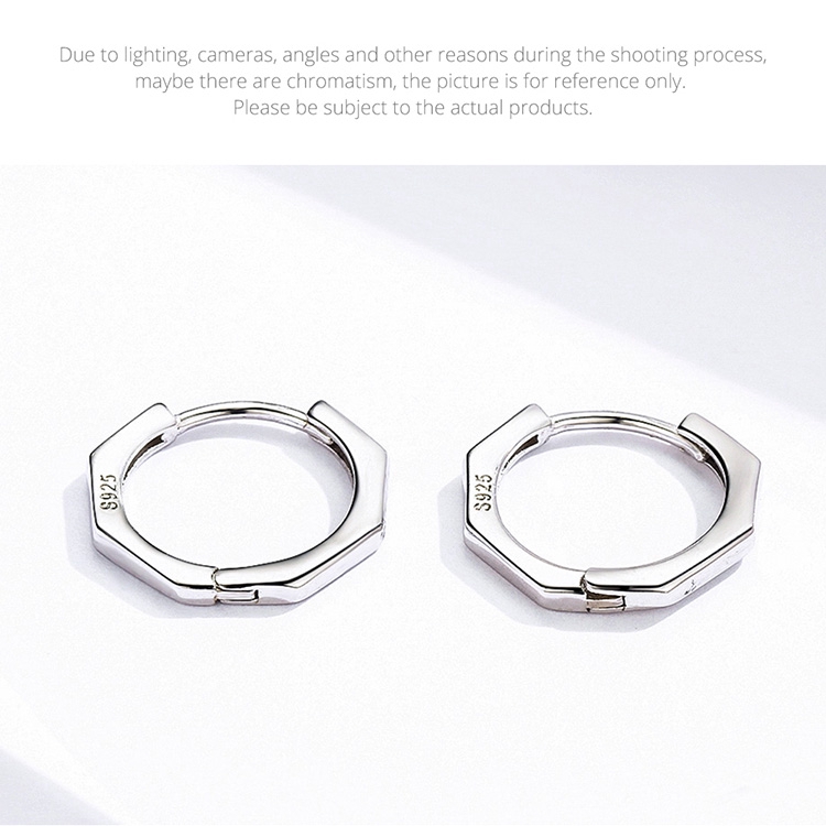 Khuyên tai Bamoer dạng tròn Bạc 925 đơn giản cho nữ