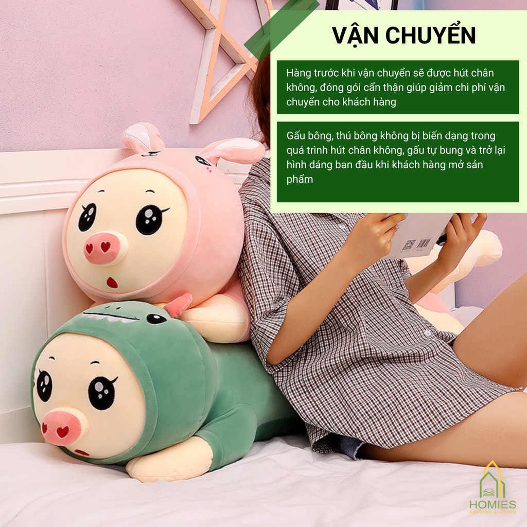 Gối Ôm Hình Thú HOMIES Bedding &amp; Décor Nhồi Bông Lơn Biến Hình Nhiều Kích Thước Cực Êm