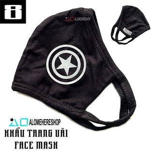 Khẩu Trang Vải Đen Siêu Anh Hùng Đội Trưởng Mỹ Cloth Masks Face Black Captain American