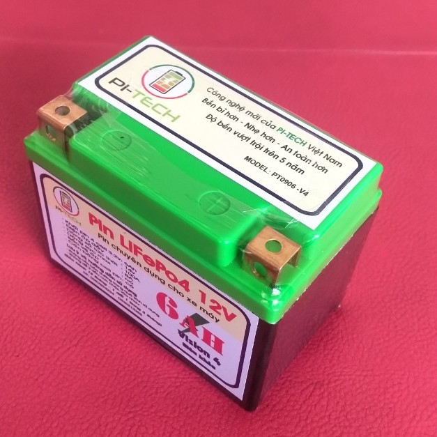 ẮC QUY XE MÁY V4 - Pin Lithium PI-TECH  (Khởi động xe máy-Bền gấp 4 lần ắc quy chì-Siêu nhẹ 0,65kg)