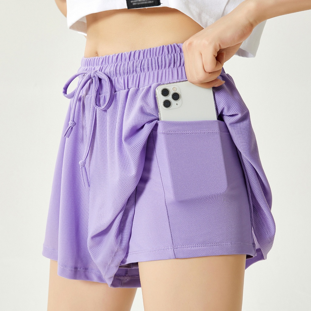 Quần Short Thể Thao Ống Rộng Phối Lưới Nhẹ Nhanh Thời Trang Cho Nữ