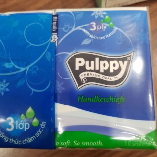 Lốc 10 gói khăn giấy lụa Pulppy 3 lớp