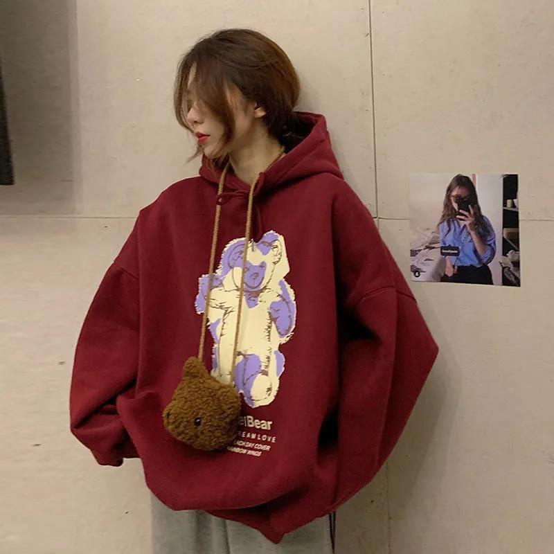 Áo hoodie dài tay dáng rộng thiết kế mới năng động thời trang mùa thu dành cho nữ