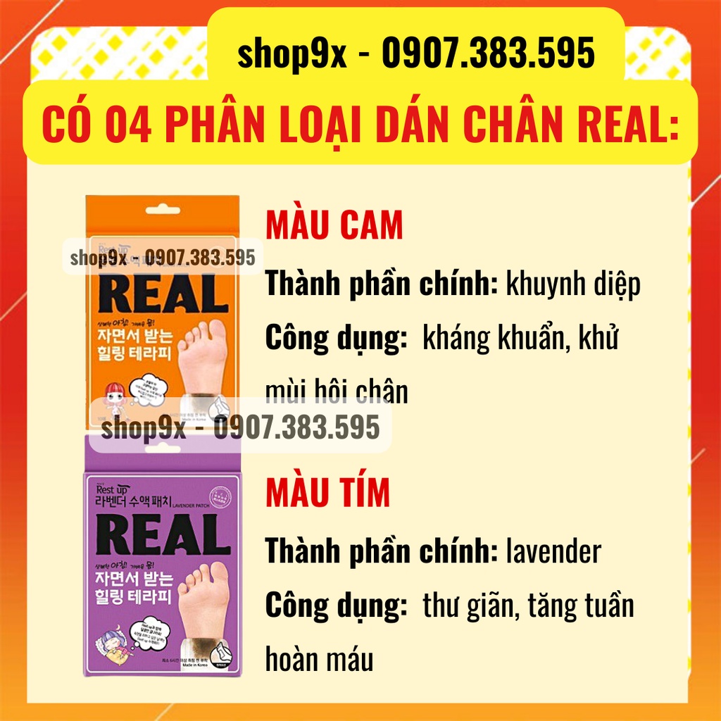 Miếng Dán Thải Độc Chân REAL Hàn Quốc (1 Cặp / Gói) Rest Up Patch Real