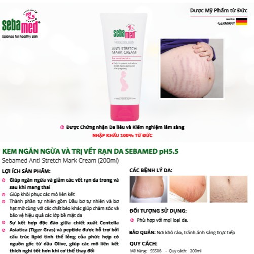 Sebamed Kem Ngăn Ngừa Rạn Da Bà Bầu Anti-Stretch Mark Cream pH5.5 200ml