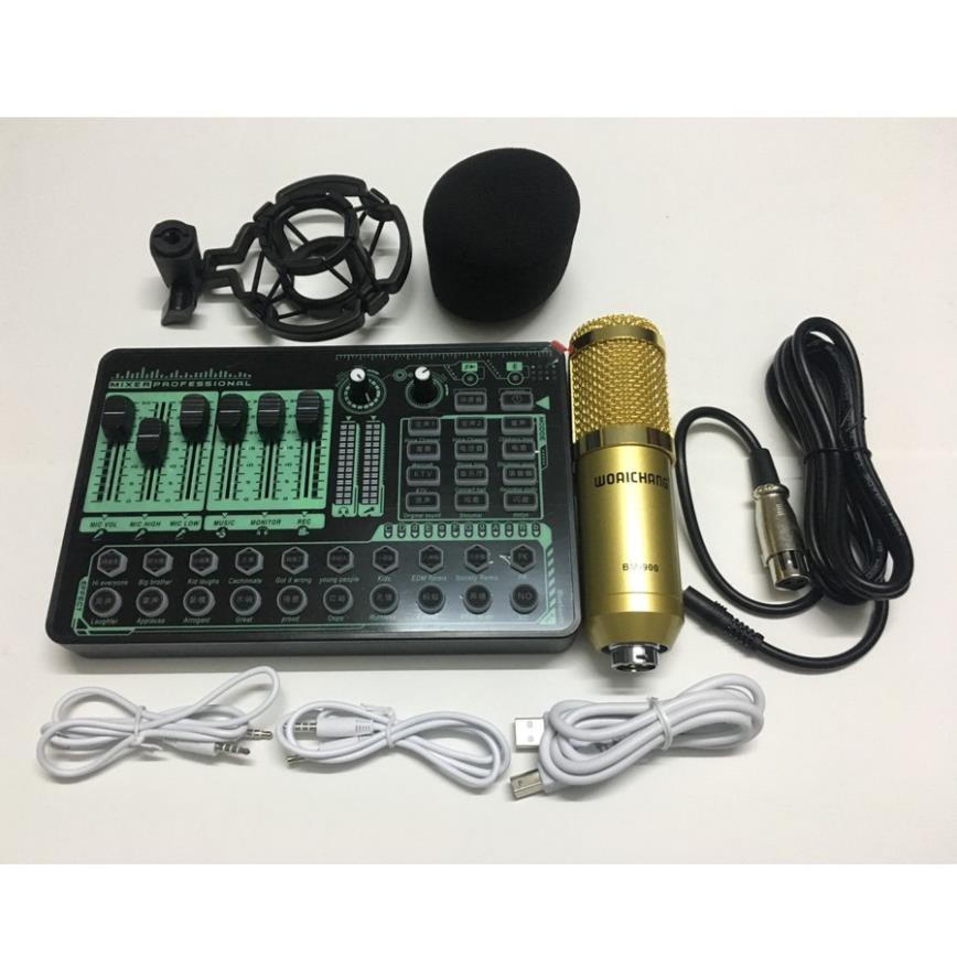 Combo Bộ Livestream Thu Âm Mic BM900 và Sound Card H9 PRO Bluetooth Autotune giá rẻ