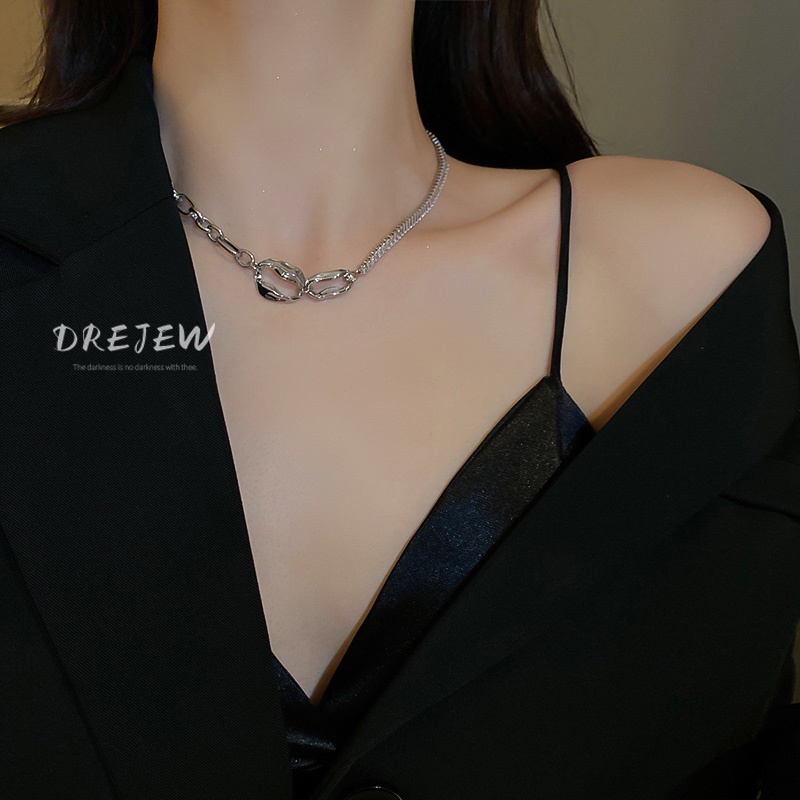 Dây chuyền DREJEW kim loại dạng xoắn thời trang Hàn Quốc dễ phối đồ dành cho nữ