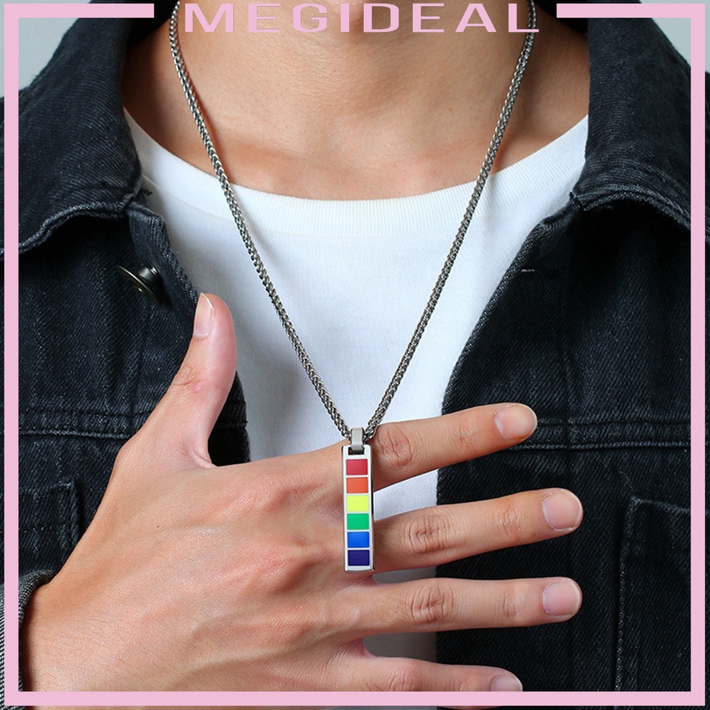 Dây chuyền mặt thẻ cầu vồng phong cách LGBT thời trang