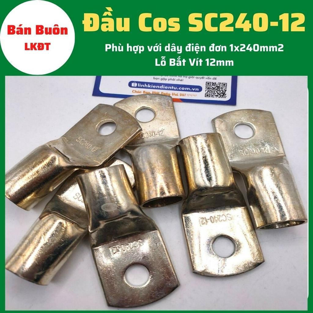 Đầu Cos SC240-12, cos SC, đầu cos tròn trần, cos đồng, bịt đầu SC bằng đồng, đầu cos dùng cho dây điện 240mm