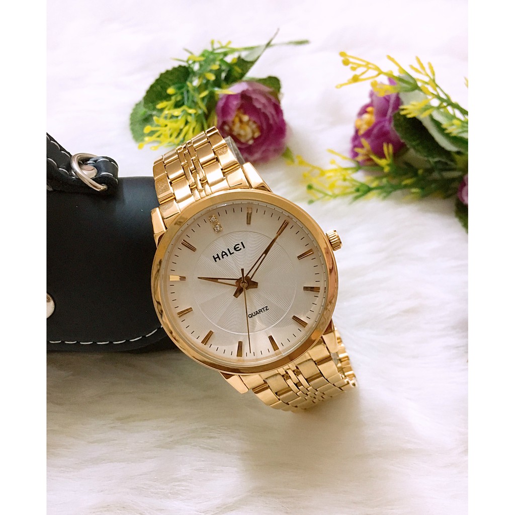 Đồng hồ cặp đôi dây thép Halei Gold Titanium đẳng cấp | BigBuy360 - bigbuy360.vn