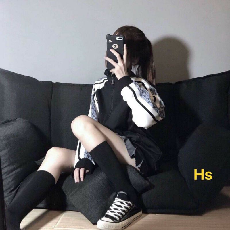 Áo khoác zaclang phối tay hoạ tiết | BigBuy360 - bigbuy360.vn