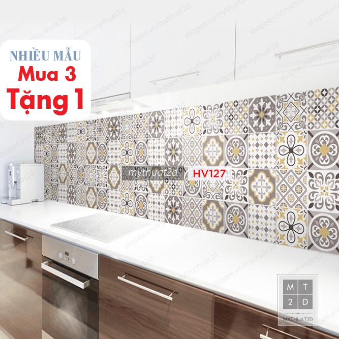 Decal gạch bông - Mua 3 Tặng 1 - màu Pale Brown_kt 120x60cm