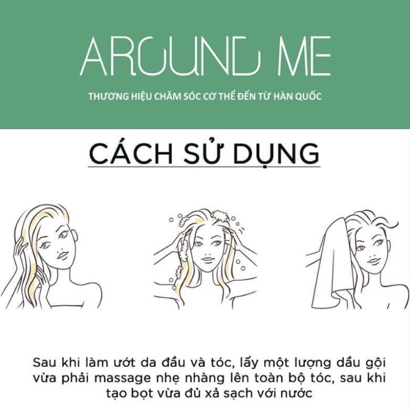 Combo Dầu Gội Và Dầu Xả Sạch Gàu Cho Tóc Dầu Around Me Peppermint Hair Shampoo Hương Bạc Hà 500ml/chai