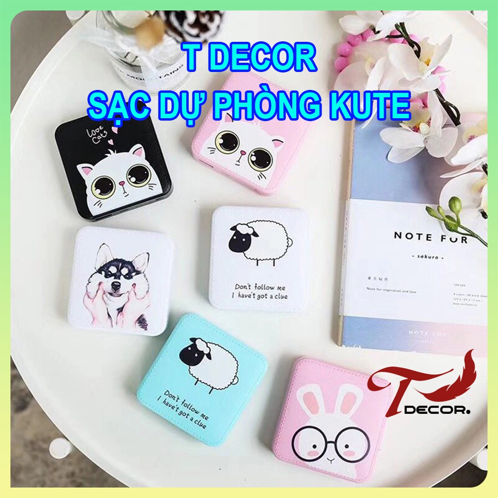 Sạc Dự Phòng Kute - Đa Dạng Hình In Dễ Thương - Doraemon - Kitty - Husky (Kèm Dây Đeo) - T DECOR