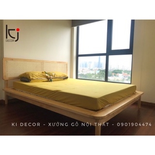 - Giường mây mắt cáo, giường ngủ rustic, giường ngủ phong cách indochine, vintage