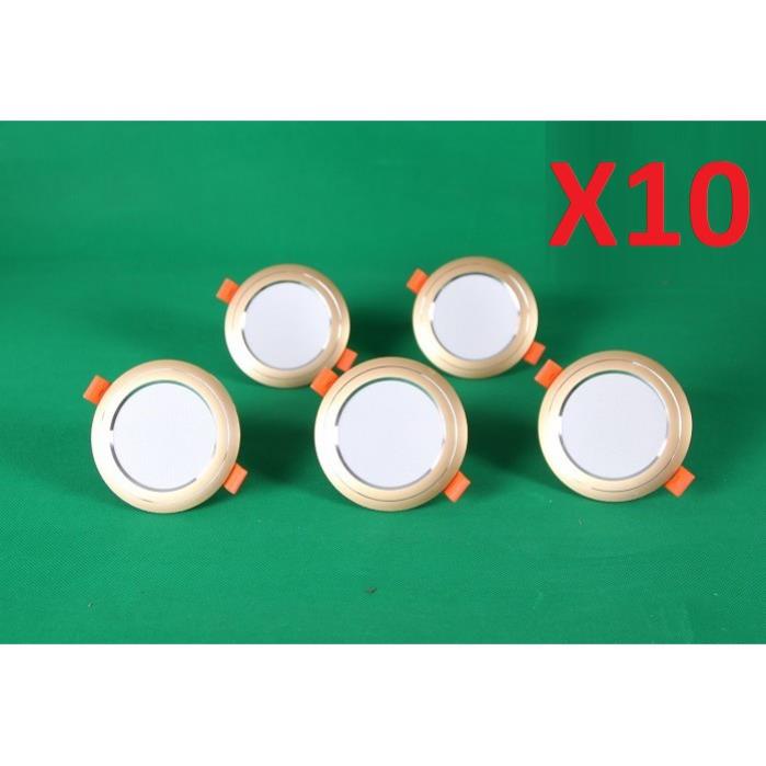 Bộ 50 Đèn Led âm trần đổi màu 7w vỏ vàng, đèn trang trí giá rẻ