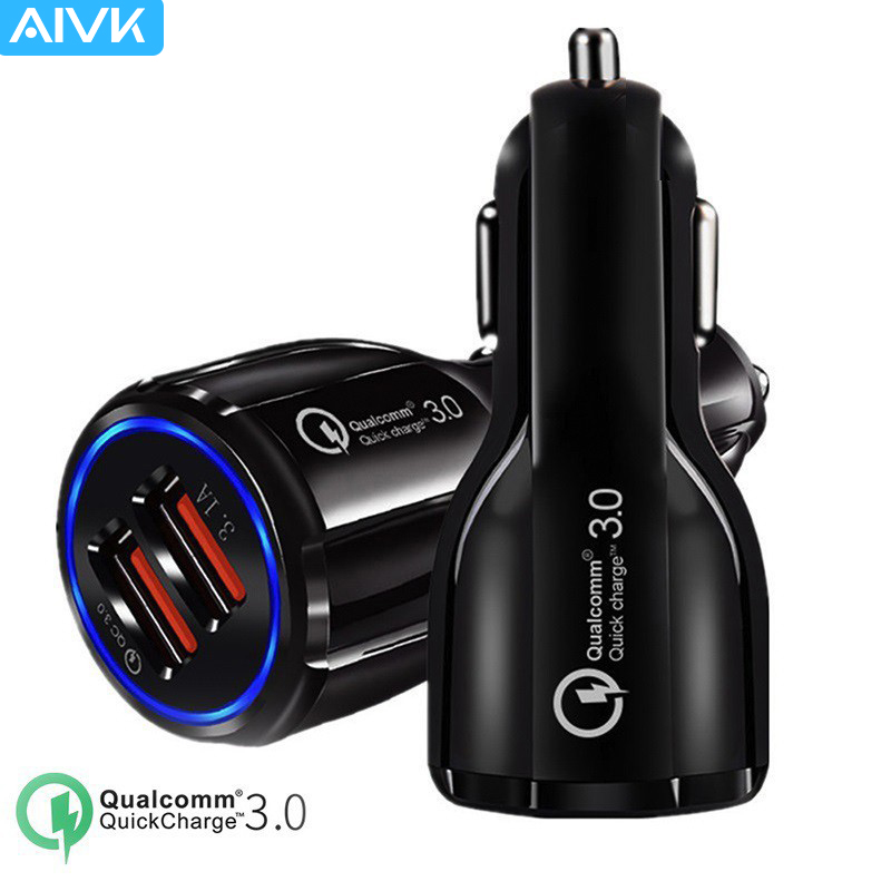 Củ Sạc Nhanh Mini Aivk Sử Dụng Trên Xe Hơi 2 Cổng Usb 3.0 Cho Điện Thoại