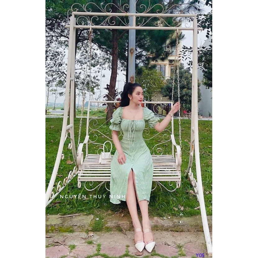 ĐẦM TIỂU THƯ ĐI CHƠI TIỆC THIẾT KẾ TÀ XẺ SEXY PHỐI TAY NHÚM CỔ VUÔNG CÓ MÚT TÔN DÁNG ĐẸP, CHẤT VẢI XỐP