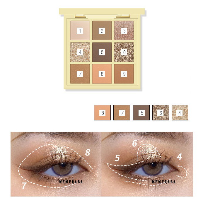 Bảng Phấn Mắt Nhũ Lì 9 Ô MEMERABA SWEET GIRL MB042 | BigBuy360 - bigbuy360.vn